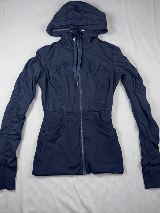 lululemon athletica Jackets & Blazers - Lululemon Shaped Expression Hoodie Jacket Midnight Navy Ruched Size 6